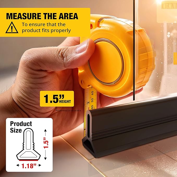 Shower Threshold Water Dam Barrier 39" - Black Collapsible Shower Water Blocker - Shower Guard for Walk in Shower - Water Guard Stopper for Floor - Shower Dam - 1.5" Tall - By Hippo Dam