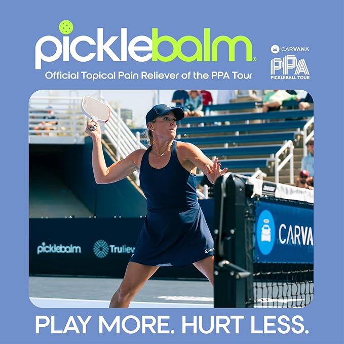 PickleBalm Pickleball In-Game Muscle Pain Relief Roll-On with 4% Lidocaine, Arnica, Menthol, Cucumber Seed Extract for Shoulders, Knees, Wrists, and More, 3.4oz Roll-On Applicator