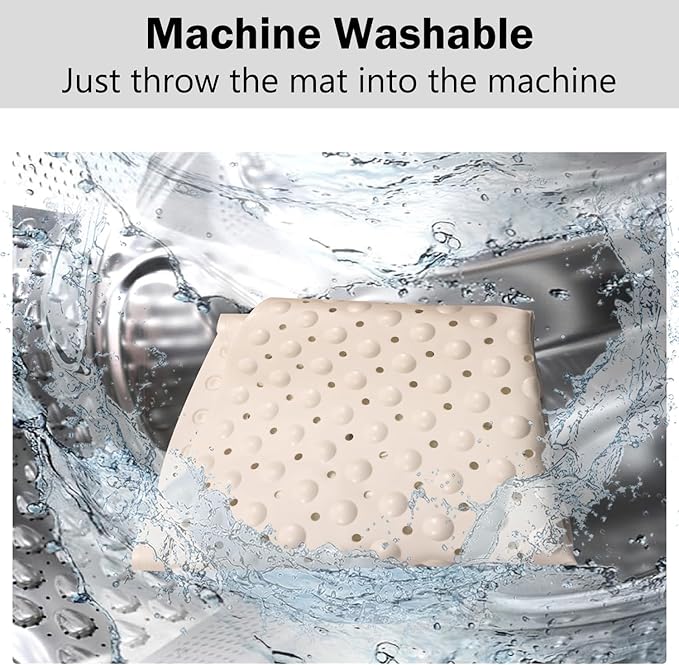 Mrcrypos Corner Shower Mats 25.5 x 25.5 Inches Bath Mat with Suction Cups and Drain Holes, Quick Dry Anti Slip Bathmat Machine Washable Shower Stall Mats for Bathroom, White