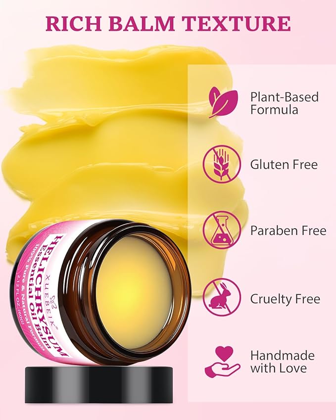 Helichrysum Multipurpose Balm - Natural Soothing Hydrating Salve with Helichrysum Oil for Thin, Fragile, B-ruised & Aging Skin | Moisturizes & Revitalizes Body & Face - 60G/2OZ