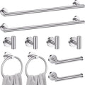 Lairuier Brushed Nickel Bathroom Hardware Set, 10-Piece Towel Bar Set SUS304 Stainless Steel Bathroom Hardware Accessories Set Round Towel Holder Set Wall Mounted