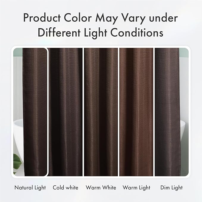 AmazerBath Brown Shower Curtain Waffle Textured, Fabric Shower Curtain Thick Heavy Duty 240GSM Hotel Quality Bathroom Shower Curtains, 72 x 72 Inches