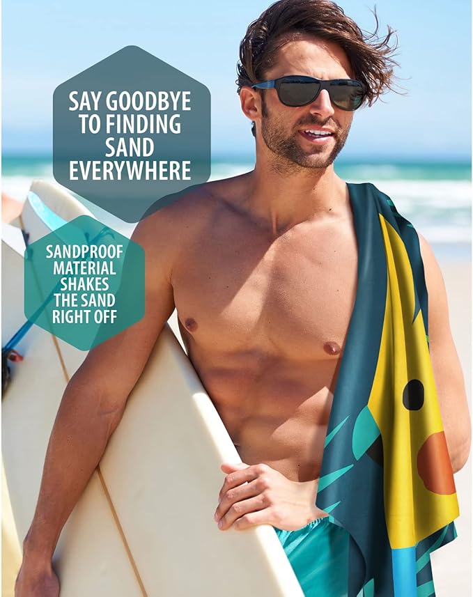VENTURE 4TH Microfiber Beach Towel: Quick-Dry, Compact, Sand-Free, Absorbent, Sandproof and Lightweight - Perfect for Camping, Beach, and Roadtrips (Navy Flamingo Design | 35x78 inches)