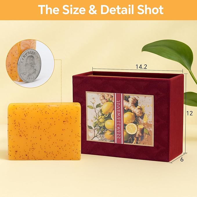 Natural Turmeric & Lemon Soap for Even Skin Tone, Acne-Prone Skin Care,Handmade, Luxury Bath & Shower Gift,gentle effective, plant-based cold processed natural soap gift set (2 pack)