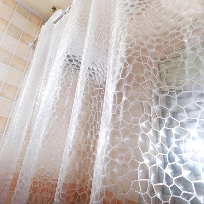 AooHome 3D Water Cube Shower Curtain Liner, Clear Eva Shower Curtain with Bottom Magnets, Heavy Duty, 72x78 Inch, Semi Transparent