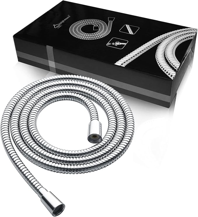 BRIGHT SHOWERS Shower Hose For Hand Held Shower Heads, 79 Inches Cord Extra Long Stainless Steel Hand Shower Hose, Ultra-Flexible Replacement Part with Brass Insert, Polished Chrome