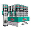 Akfix 918N Black 100% Silicone Caulk for Kitchen and Bathroom (12x10.5 fl.oz.) - Solvent-Free, Low Odor, UV & Water Resistant, Fast Curing, Paintable, High Elasticity Silicone Sealant | Black, 12 Pack