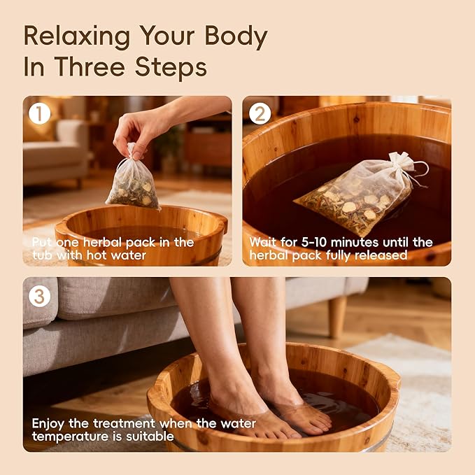 NOVAL Herbal Foot Bath Pedicure Spa Soak with English Instructions, Natural Ingredients, 30g*30 bags