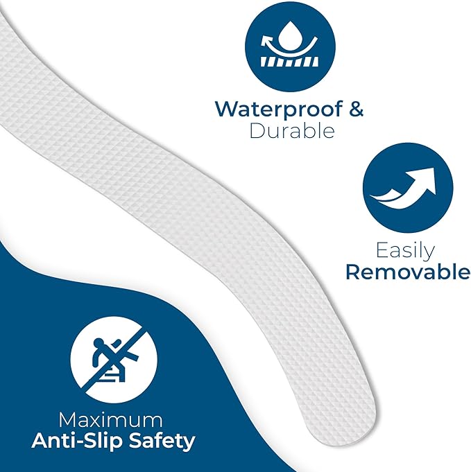 Anti-Slip Shower Stickers - Help Reduce Slipping in Bathtub & Shower, Clear Non-Slip Bath Strips, Strong Adhesive Bathtub Appliques Suitable for Homes with Kids, Adults & Seniors - 24 Pcs - Homergy