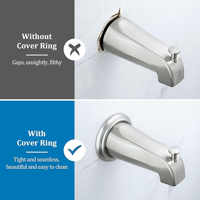 Enhon Metal Tub Spout Cover Ring, Bathroom Faucet Remodeling Wall Plate with Foam Gasket, 1-1/2 Inch ID and 3-5/8 Inch OD(Brushed Nickel)