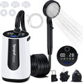 Portable Shower for Camping, [Upgraded] 10000mAh Rechargeable Camping Shower with 5 Adjustable Speeds,Premium LED Display, IPX8 Waterproof Outdoor Shower Kit for Hiking, Car, Pet, Travel