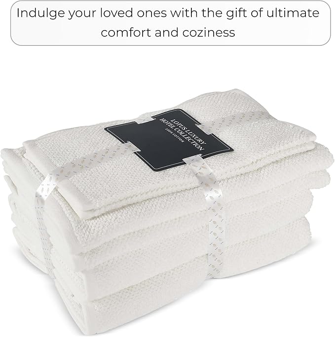 6-Piece Towel Set, 680 GSM, 2 Bath Towels, 2 Hand Towels, 2 Wash Cloths,100% Cotton Premium Quality, Ultra Soft, Super Absorbent Popcorn Textured Weaved for Spa, Hotels & Bathroom-Ivory/Cream