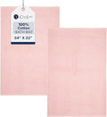 Casa Lino 100% Cotton Bath Mat Set of 2 (NOT A Rug) - 34" x 22" Bathroom Floor Towels - Machine Washable, Soft, Highly Absorbent & Quick Dry Bath Floor Towel (Blush)