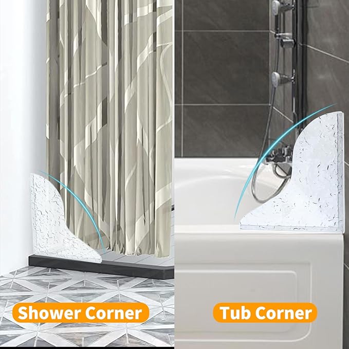 2Pack Shower Splash Guard for Bathtub,Walk in Shower Water Guard Made of Acrylic,Designed to Keep Water in Shower and to Seal Tub Corner, Shower Corner, and Bathroom Sink (Wave)