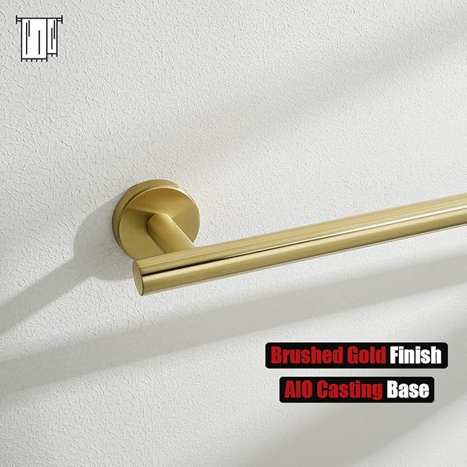 JQK Bath Towel Bar, 27 Inch Brushed Light Gold Towel Rack Bathroom, 304 Stainless Steel Thicken 0.8mm Towel Holder Wall Mount, Useable Length 24 Inch, TB110L24-BG