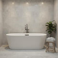 Freestanding Bathtubs 67 Inch Acrylic Freestanding Bathtub – White Finish Free Standing Tub with Chrome Drain & Overflow, Ergonomic Oval Soaking Tub for Family or Guest Bathroom