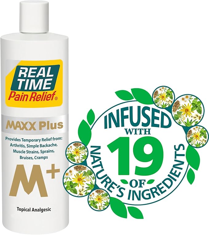 Real Time Pain Relief MAXX Plus - 12oz Bottle | Intensive Formula with 19 Natural Ingredients Including Hemp Seed Oil | Fast-Acting Relief for Muscle Pain, Arthritis, Backaches, and More