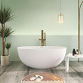 55" Premium Solid Surface Freestanding Bathtub, Upgraded Oval Stone Resin Tub with Overflow and Pop-up Drain, Matte White
