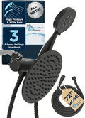 HammerHead Showers Dual Shower Head Combo, 8-Inch Rainfall & 3-Flow Handheld, Matte Black, 2.5 GPM