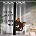 Clear Cute Funny Black Cat Shower Curtain Liner, Are You Pooping Shower Curtain, Fun Anime Cat Shower Curtains for Bathroom, 72x72 Plastic Cool Summer Shower Curtain Set with Weighted Magnets 12 Hooks