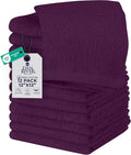 DAN RIVER 12 Pack Wash Cloths for Showering [12x12] - 100% Cotton Washcloths Premium Quality Flannel Face Cloths for Bathroom, Highly Absorbent and Soft Feel Wash Clothes, Purple Passion