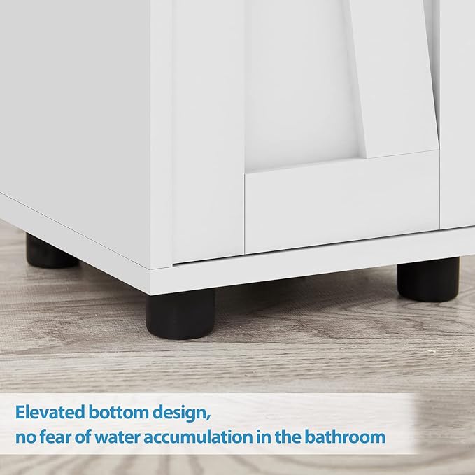 Tall Bathroom Storage Cabinet with Adjustable Shelves, Narrow Storage Cabinet with 2 Doors, Drawer, Toilet Paper Holder, Slim Storage Cabinet for Small Space, Kitchen, Laundry, Entryway, White