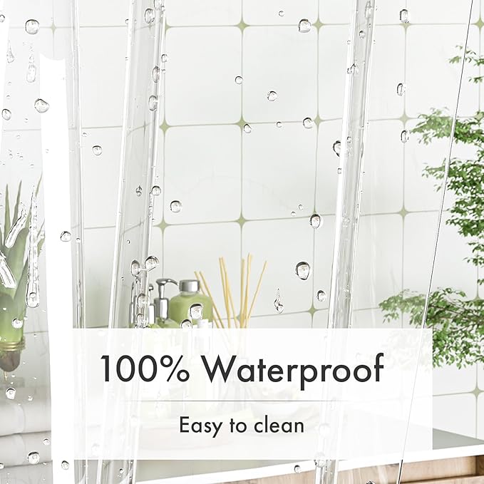 Amazer Plastic Shower Curtain Liner with Magnets, 72x72 Clear Shower Liner Medium Weight Waterproof Inside Shower Curtains Liner for Bathroom with Rustproof Grommet
