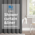 2-in-1 Waterproof Extra Long Fabric Shower Curtain or Liner,Linen Textured,84 Inch Breathable TPU & Washable Bathroom Shower Curtain Set with 12 Plastic Hooks,Modern,72"x84" Charcoalgrey