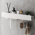 REKITA No Drill Shower Shelf Organizer, 40cm Stainless Steel Bathroom Storage with 4 Removable Hooks, Adhesive Wall Mounted Shower Caddy, Rustproof Bath Shelf for Bathroom Kitchen Living Room