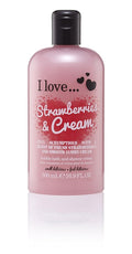 I Love Strawberries and Cream Bath and Shower Cream - Hydrating Body Wash and Bubble Bath - with Natural Fruit Extracts and Provitamin B5-16.9 oz