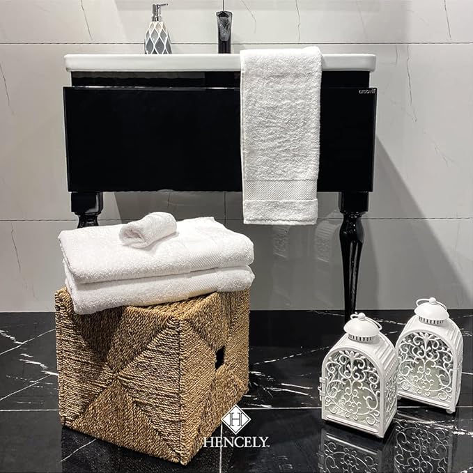 Hencely Premium Bath Towel Set of 4-28x58 Inches - High Absorbency, Quick Drying - 100% Soft Turkish Cotton Towels - Ideal for Home, Bathroom, Hotel, Spa, and Gym - White
