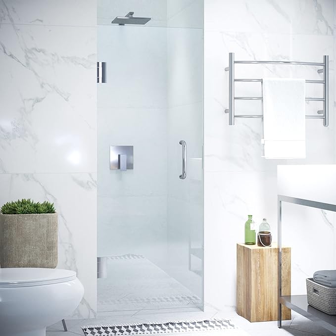 ANZZI 70" x 24" Frameless Shower Door in Polished Chrome,Water Repellent Glass Shower Door with Seal Strip Parts and Handle, 5/16 Glass Hinged Shower Door with Handle (SD-AZ09-01CH)