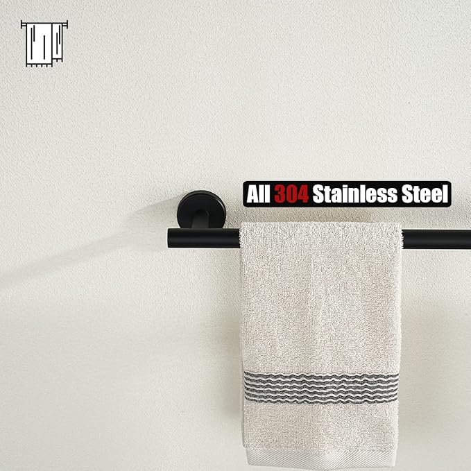 JQK Black Bath Towel Bar, 30 Inch 304 Stainless Steel Thicken 0.8mm Towel Rack Bathroom, Towel Holder Matte Black Wall Mount, Useable Length 27 Inch, TB110L27-PB