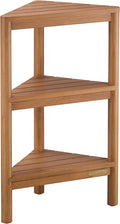 Fully Assembled Teak Corner Bath Shower Storage Stand, Corner Shelves, Shower Caddy 26.5"