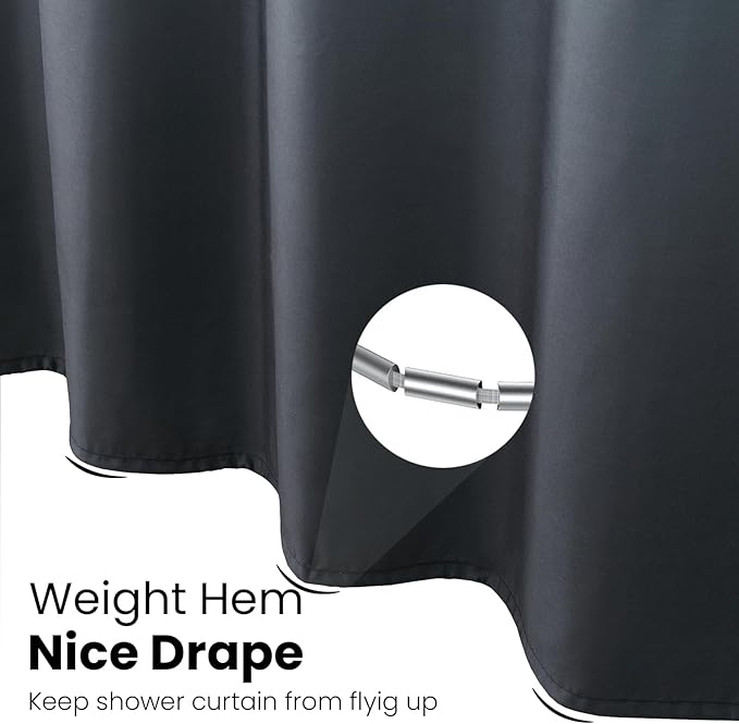 Grey Shower Curtain, Gray Ombre Microfiber Fabric Shower Curtains for Bathroom, Modern Waterproof Bathroom Curtains, 72" W x 72" H