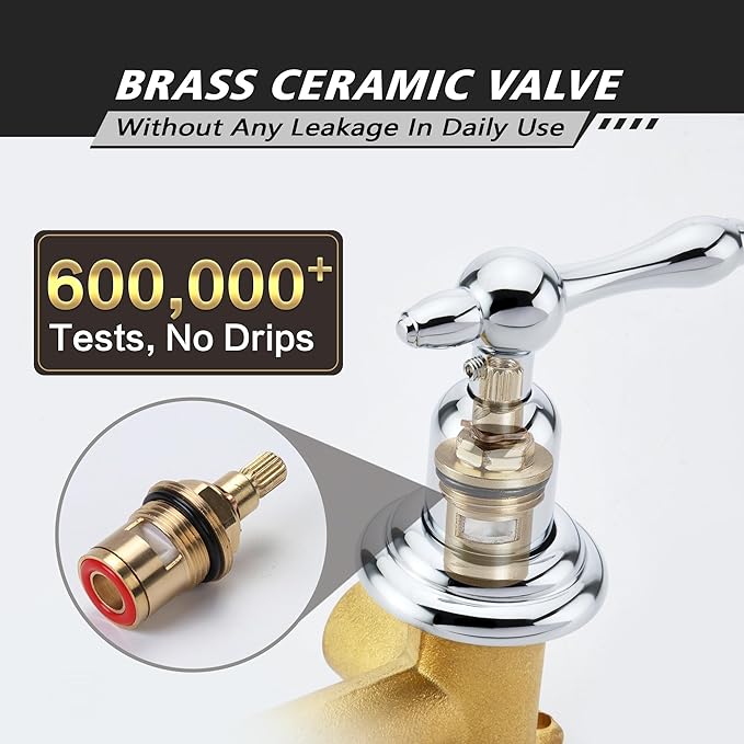 SUMERAIN Vintage Wall Mounted Bathtub Faucet with Hand Shower, High Flow Tub Filler Chrome Finish, Rough-in Valve Included