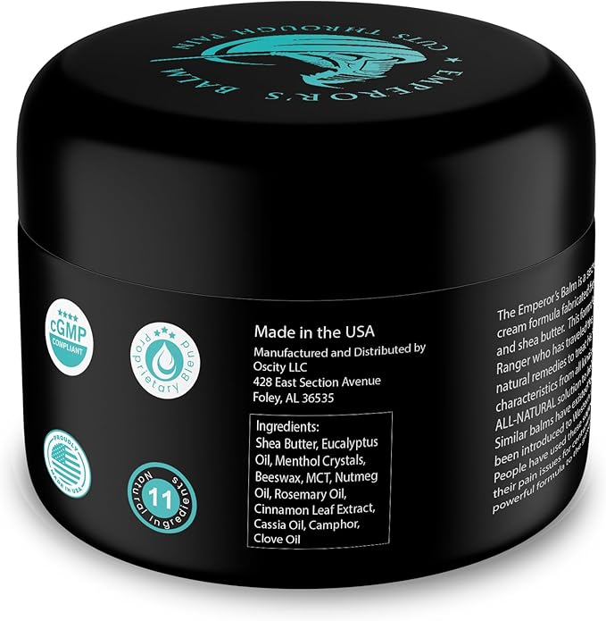 The Emperor's Balm Muscle Pain Relief Cream – Fast-Acting, Non-Greasy, Long-Lasting Natural Formula – Soothing Rub for Back, Shoulder, Neck, Knee & Joints – Whole Body - 2oz