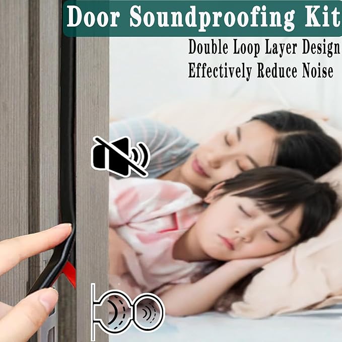 Door Seal Strip for Door Frame, Rubber Weather Stripping Door Seal, Self-Adhesive Extra Thick Insulation Strip, Soundproofing, Dustproof, Large Gap Filler (Black, 40 Ft)