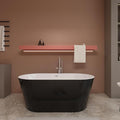 Black 59 inch Freestanding Soaking Bathtub, WHALEKING Modern Stand Alone Free Standing Acrylic Tub with Center Drain & Overflow