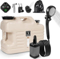 Portable Camping Shower with 5 Gallon Water Jug, 6000mAh Rechargeable Outdoor Camping Shower Kit, IPX7 Waterproof Pump BPA Free Water Containers Camp Essentials