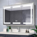 GroGro LED Lighted Bathroom Medicine Cabinet with Mirror, 48" W x 24" H Beveled Edge Medicine Cabinet with Lights,Surface or Recessed Mounting,Defog,Dimming,3-Color Temperature Adjustment