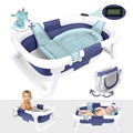 BEBELEH™ Collapsible Baby Bathtub with Thermometer – Bathtub + Baby tub Sling + Newborn Sling – Baby Bathtub Newborn to Toddler 0-24 Months – The Ultimate Baby Bath tub! (with Thermometer,Blue)