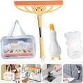 3-in-1 Bath&Kitchen Cleaning Set,Waterproof Bag, Multi-Purpose Glass Squeegee,Hair Catcher,Suction Cup Shower Head Holder for Deep Cleaning Kitchen, Bathroom, Glass, Grout, Sink, Corner, Tight Spaces