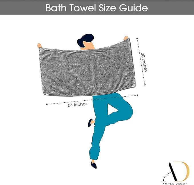 Ample Decor Bath Towel Sets 30 X 54 Inch Soft and Absorbent 100% Cotton 600 GSM Towel - 4pcs Purple