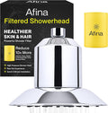 Afina Filtered Shower Head - Water Softener Showerhead with KDF-55 Filter for Hard Water - High Pressure Rain Fall Experience - Universal Fit (Chrome)