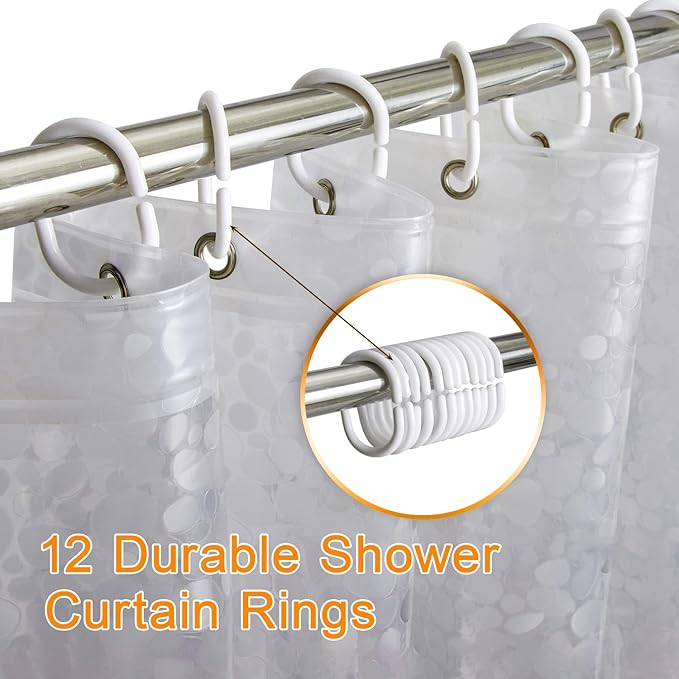 Bostofy EVA 3D Waterproof Shower Curtain Liner, Clear Extra Long Bathroom Shower Liner with Rustproof Metal Gromments and Weighted Magnet,72”Width x 84”Length