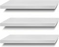 SAUMONIERES Floating Shelves Wall Shelf Solid Wood for Bathroom Bedroom Kitchen Set of 3, White Wall Shelves
