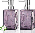 Hand Soap Dispenser, Clear Acrylic Plastic Liquid Pump Bottles Refillable Lotion Dispenser for Bathroom Decor Kitchen College Dorm, Purple 2 Pack