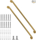 Shower Grab Bar, 2 Pack 39.4 Inch Gold Bathroom Grab Bar, 1.25" Diameter 304 Stainless Steel Anti-Slip Grab Bars for Bathtubs and Showers, Handicap Shower Grab Bar for Seniors Elderly