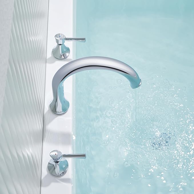 Roman Tub Faucet Deck Mount Tub Filler 2 Handles Polished Chrome Bathtub Faucet Brass Bathroom Faucet